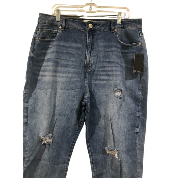 NWT NEW‎ Eloquii Classic Fit Stretch Denim Mom Jean Denim Jeans Distressed - Picture 9 of 16
